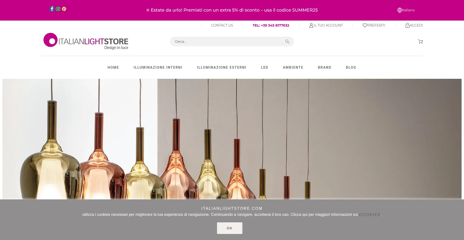 Website screenshot of Italianlightstore.com