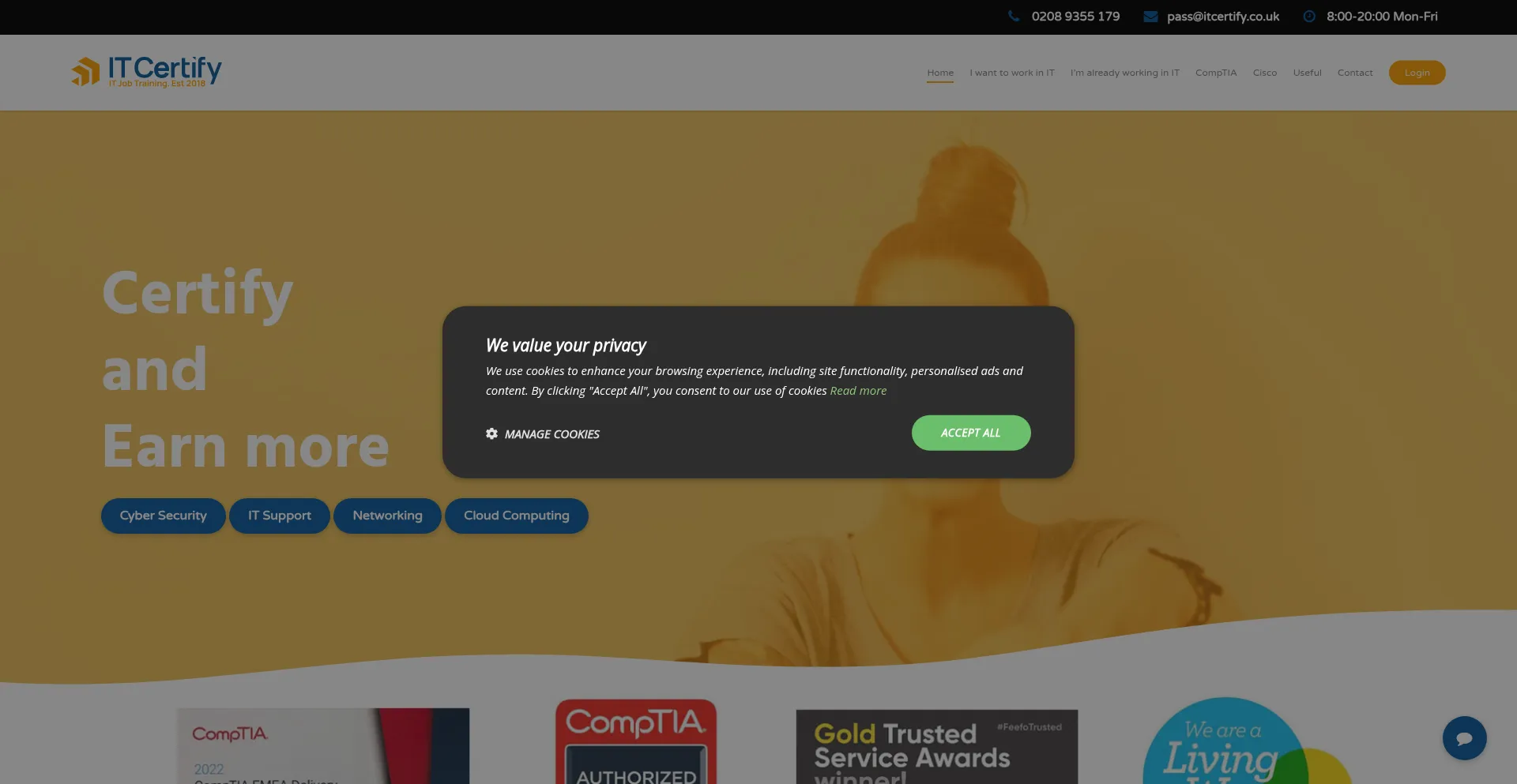 Website screenshot of Itcertify.co.uk