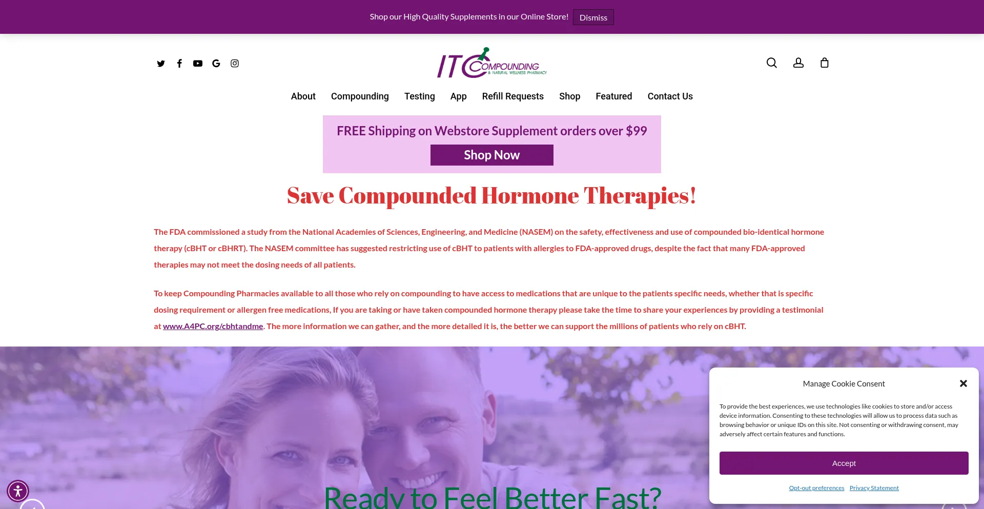 Website screenshot of Itcpharmacy.com