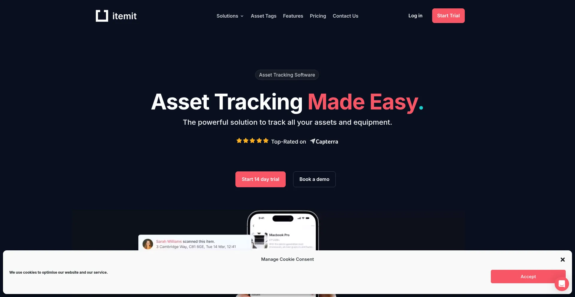 Website screenshot of Itemit.com