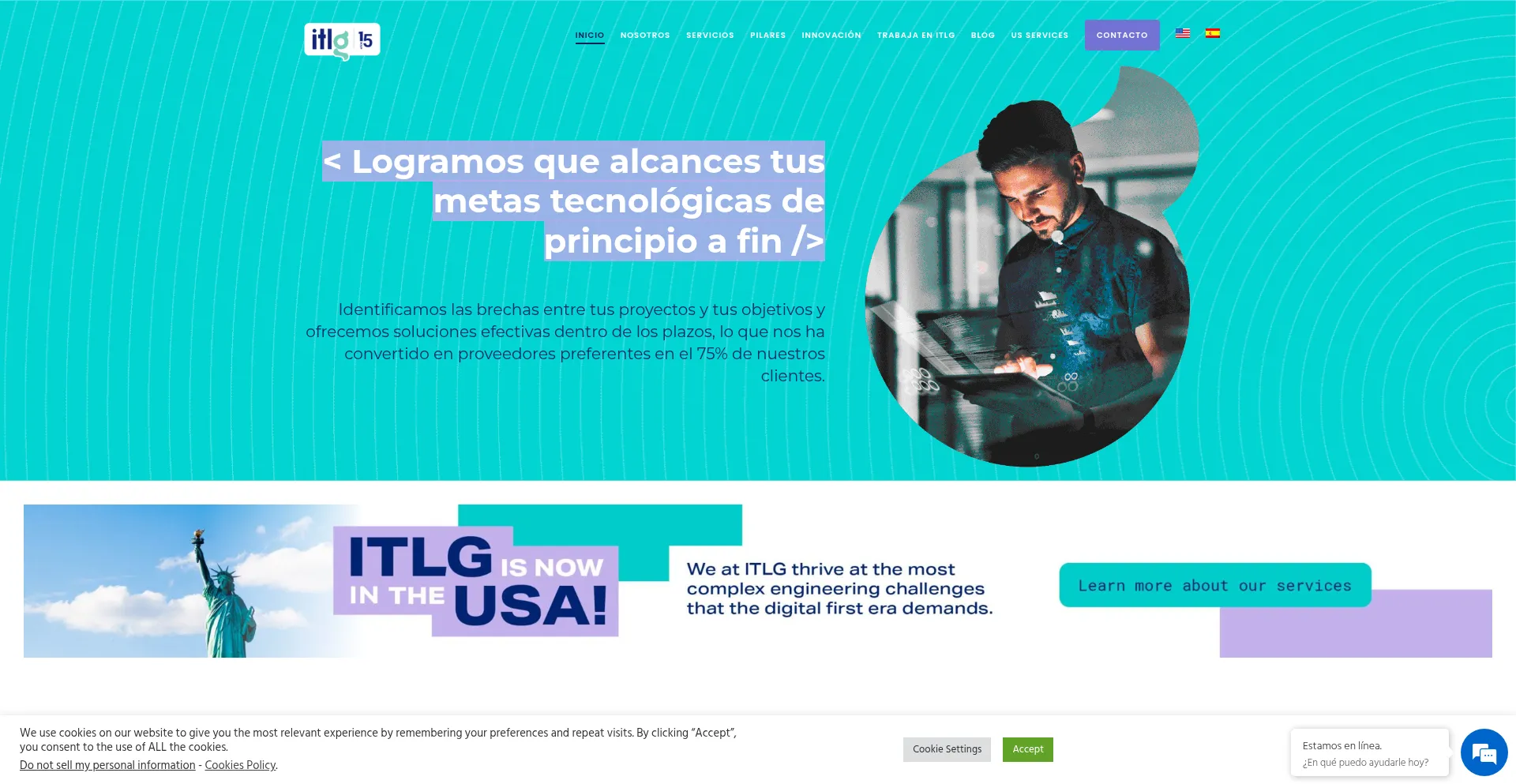 Website screenshot of Itlg.io