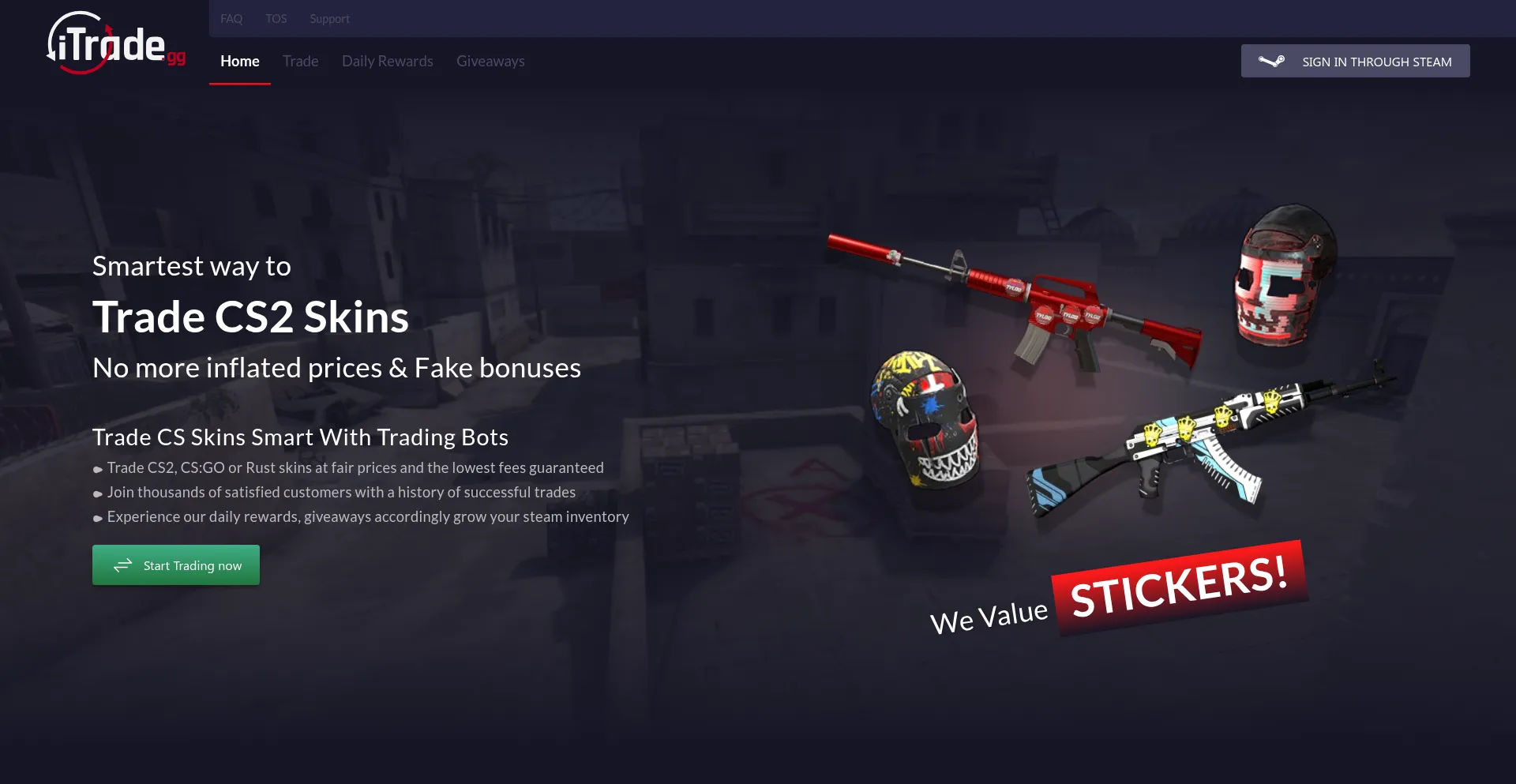 Website screenshot of Itrade.gg