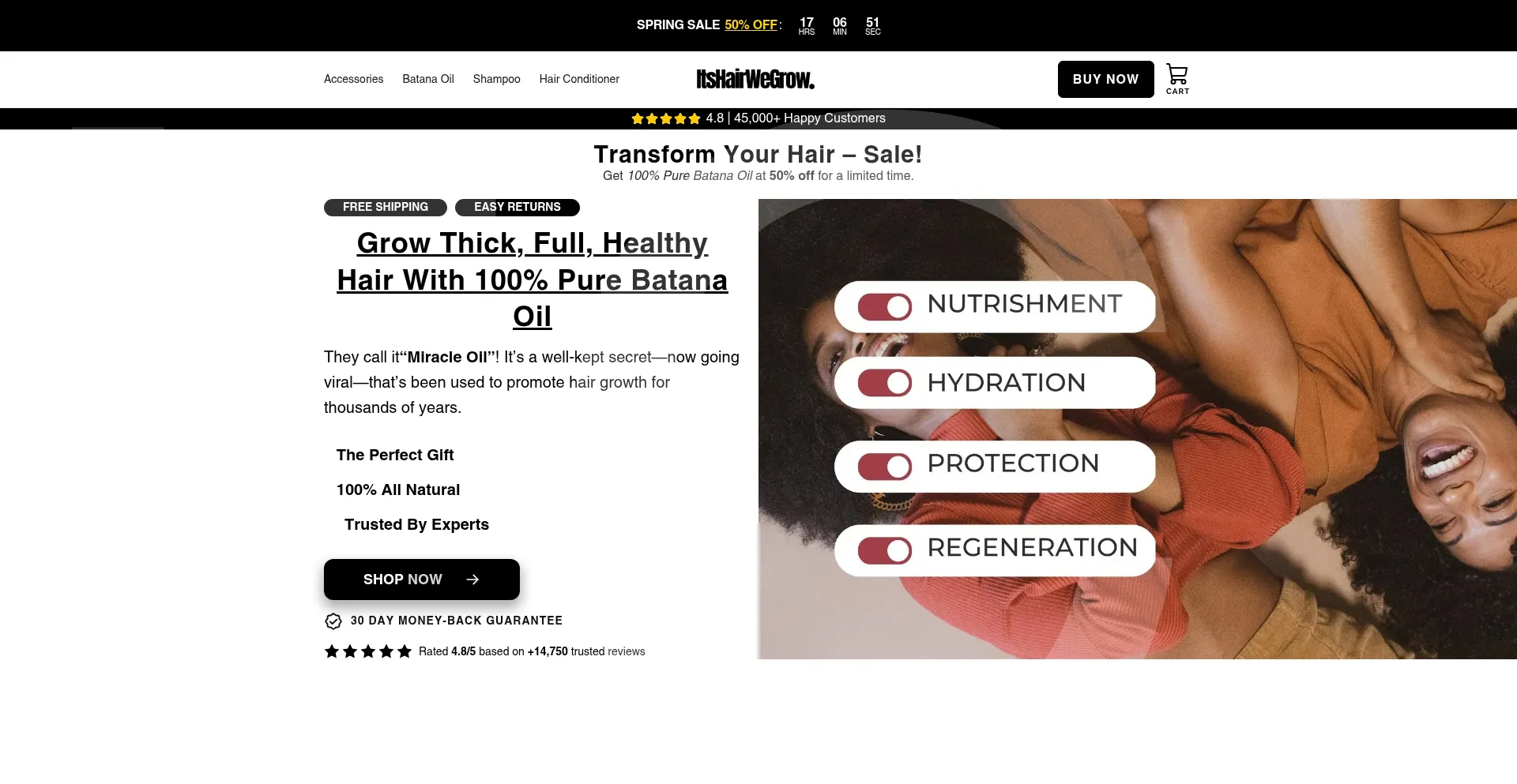 Website screenshot of Itshairwegrow.store
