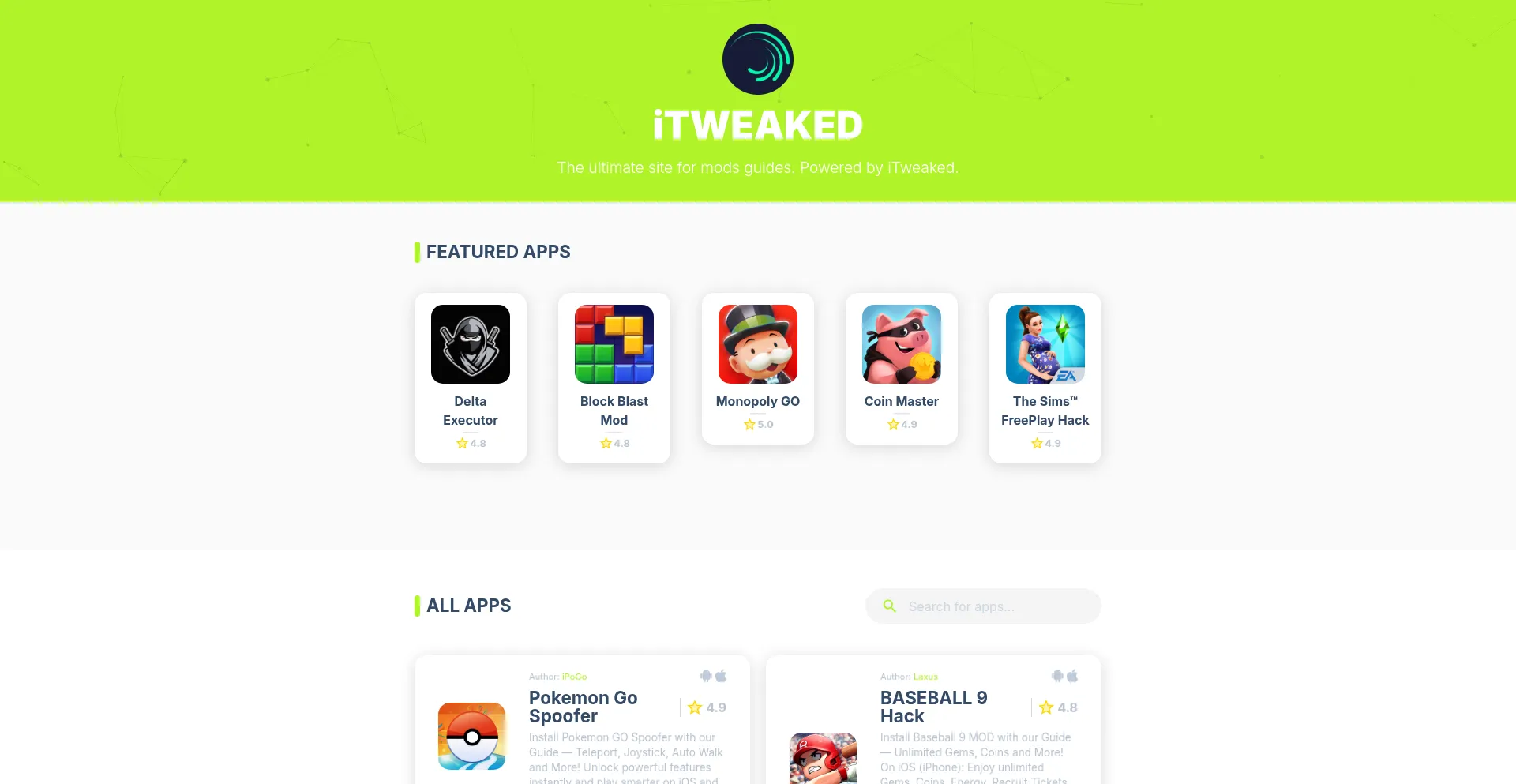Website screenshot of Itweaked.net