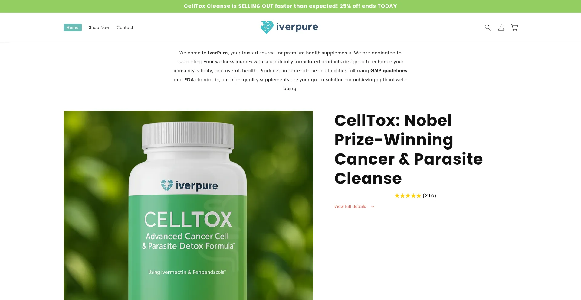 Website screenshot of Iverpure.com
