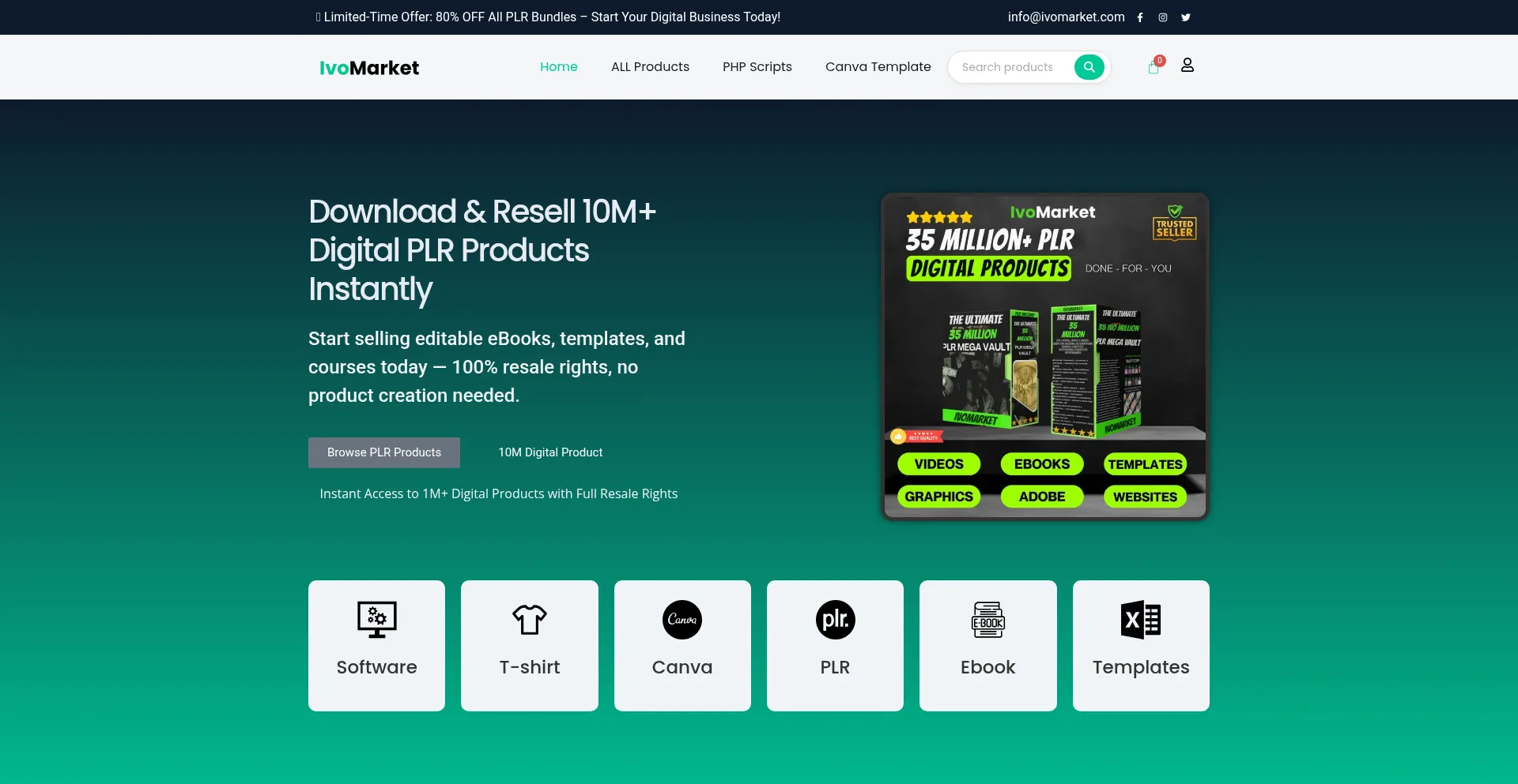 Website screenshot of Ivomarket.com