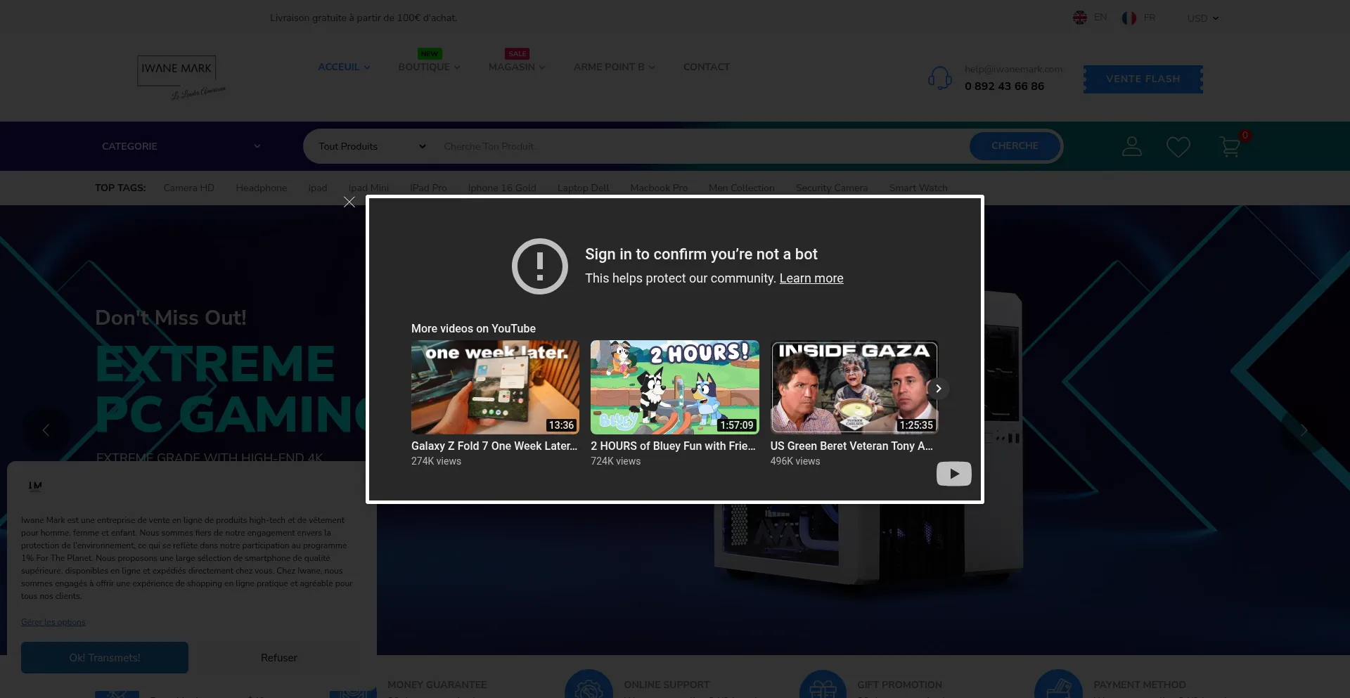 Website screenshot of Iwanemarkstore.com