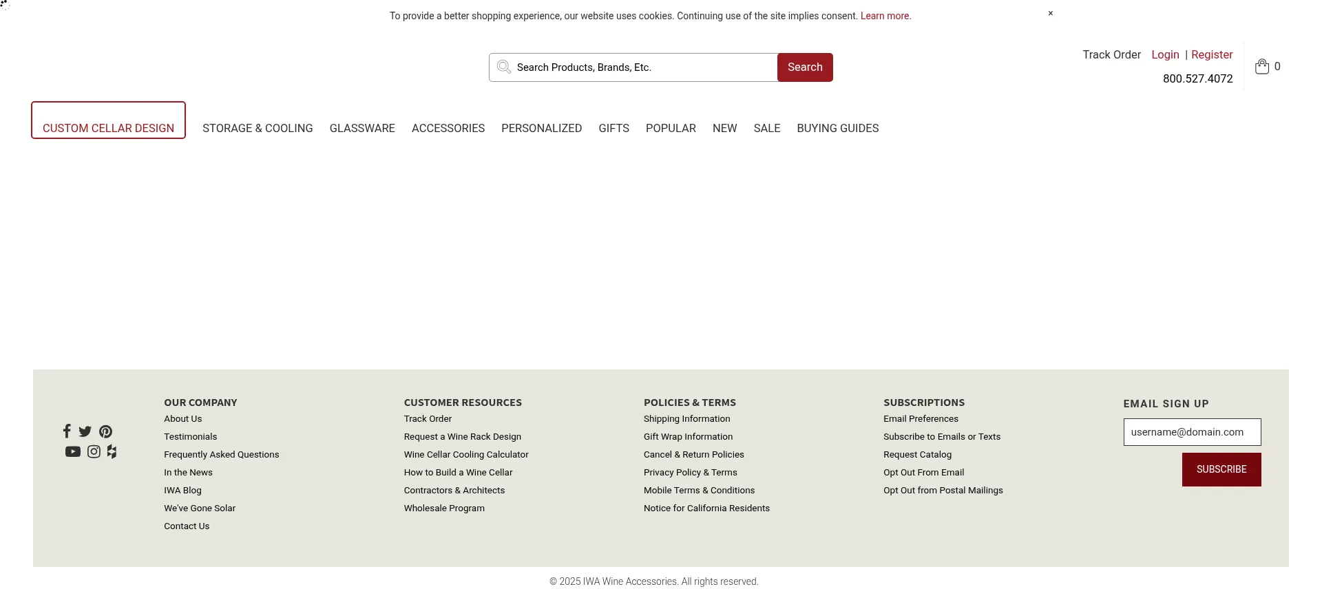 Website screenshot of Iwawine.com