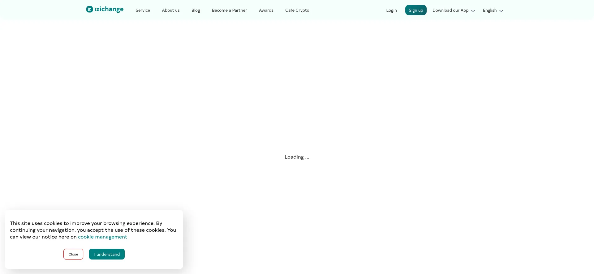 Website screenshot of Izichange.com