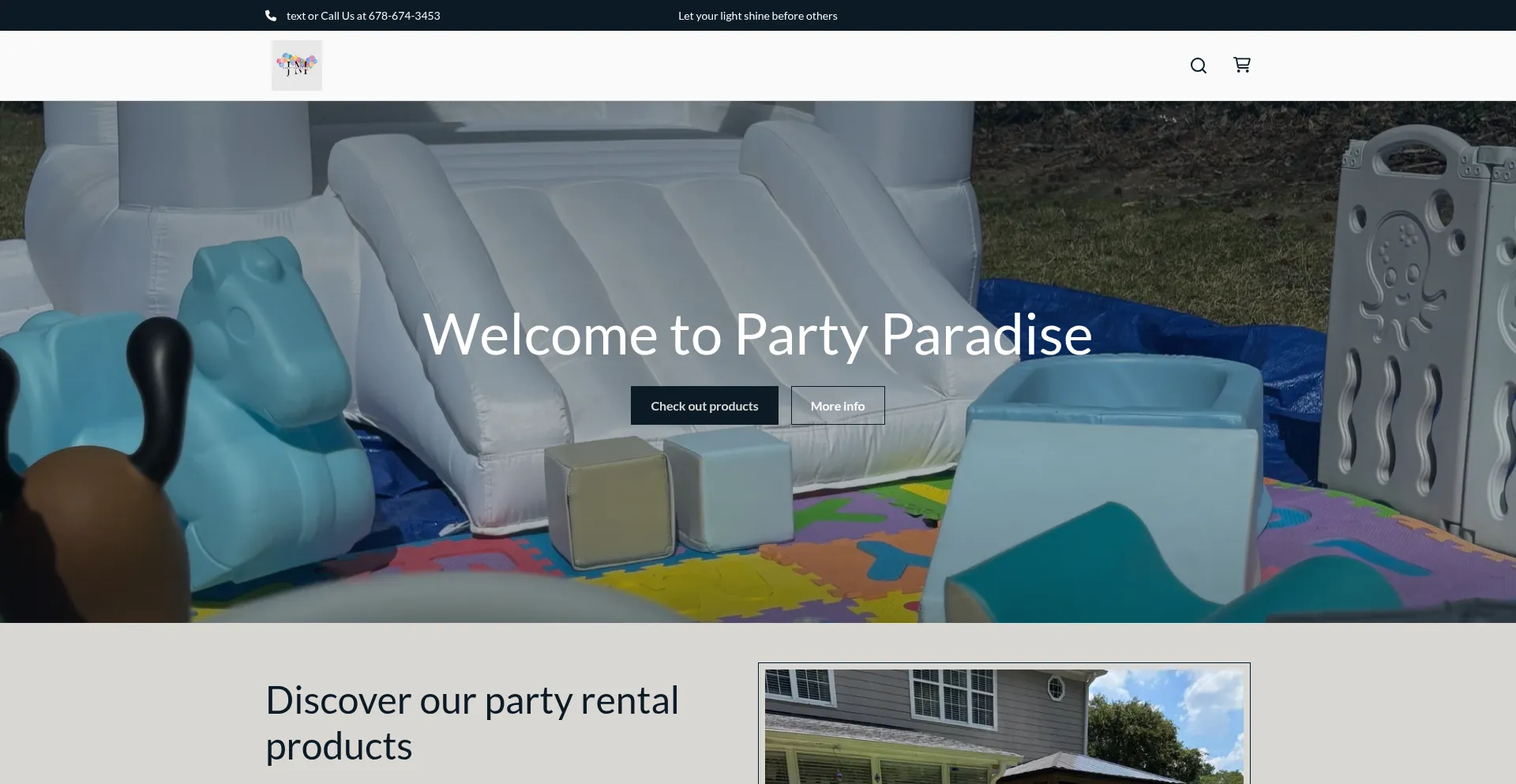 J-m-party-paradise-llc.booqableshop.com Screenshot