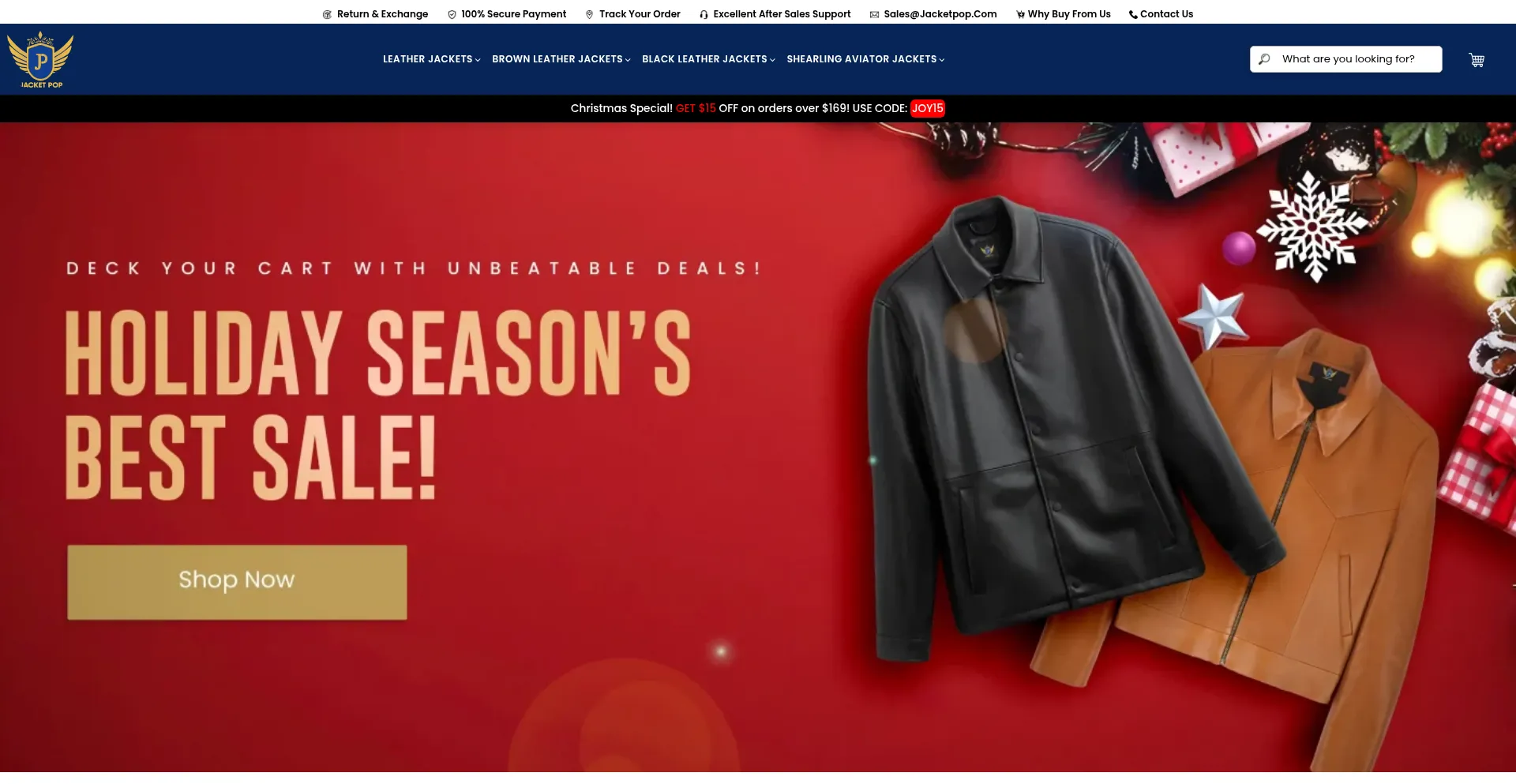 Website screenshot of Jacketpop.com