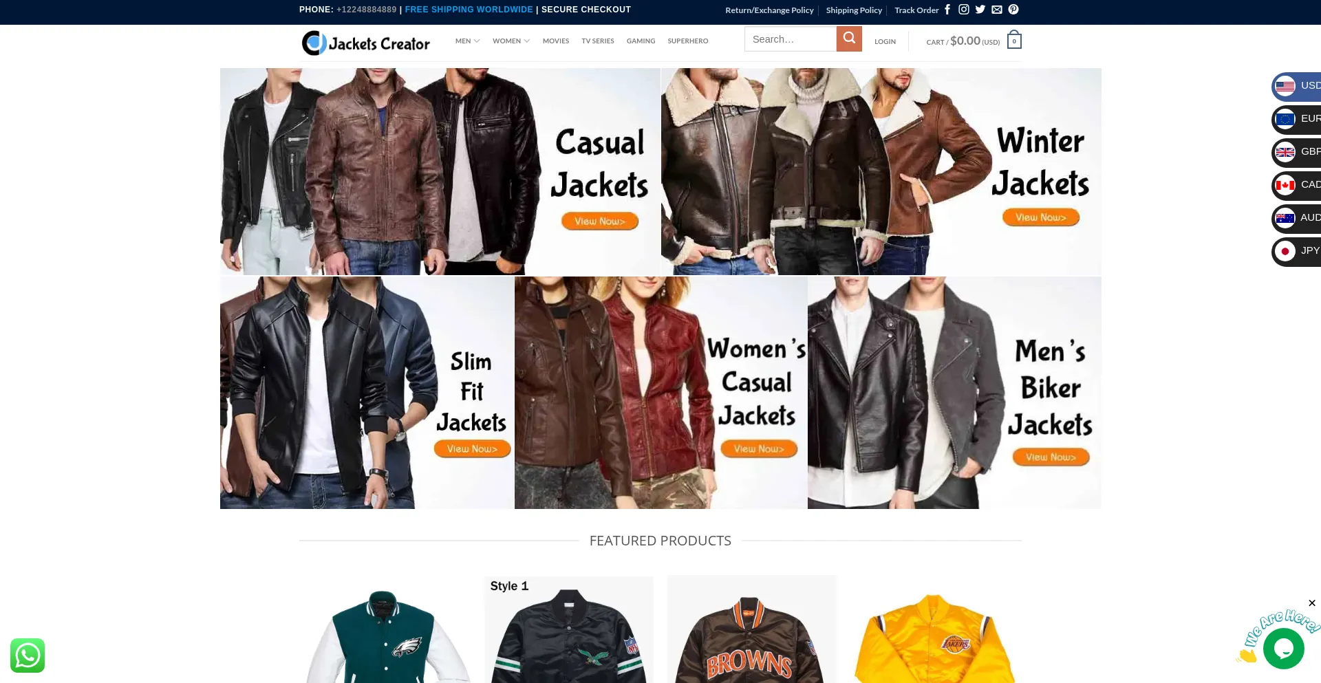 Website screenshot of Jacketscreator.com
