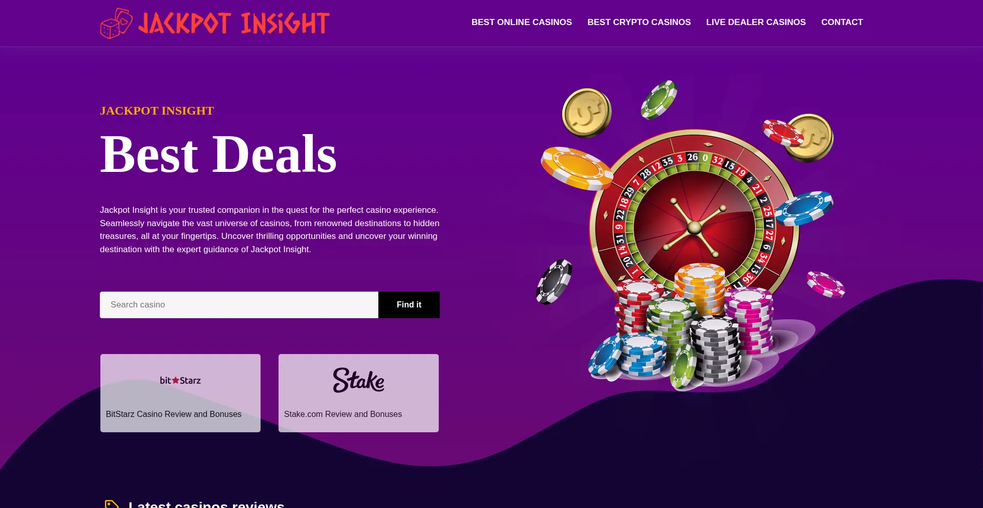 Website screenshot of Jackpotinsight.com