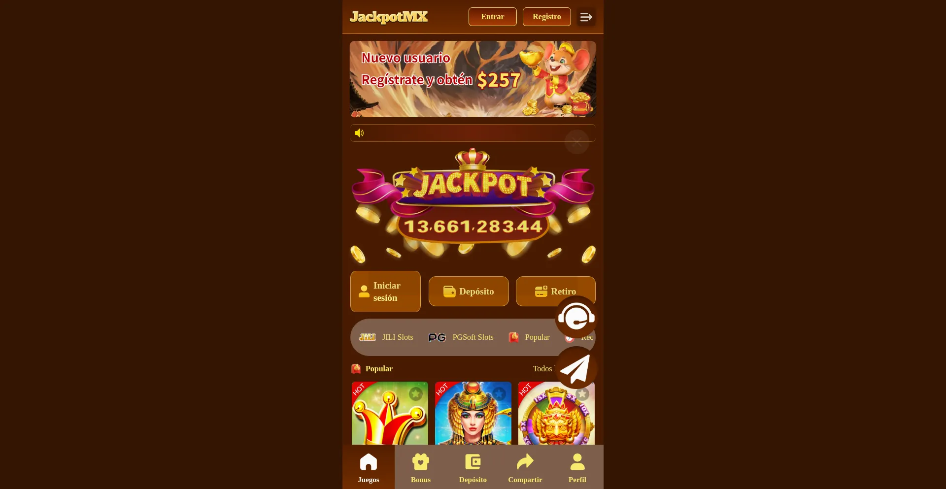 Website screenshot of Jackpotmx.vip