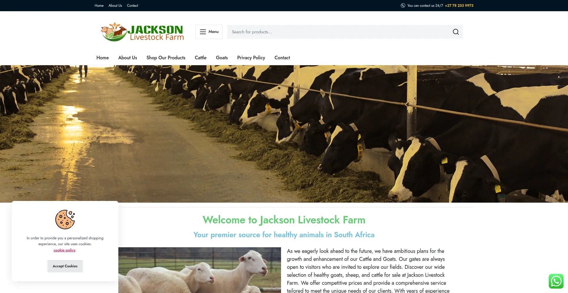 Website screenshot of Jacksonlivestockfarm.co.za