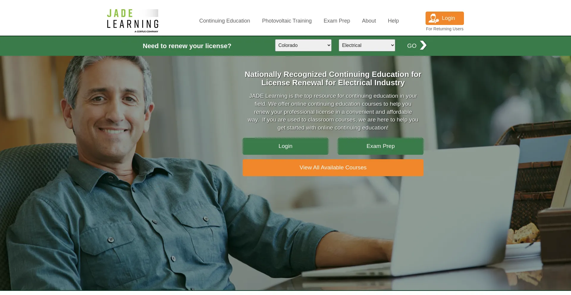 Website screenshot of Jadelearning.com