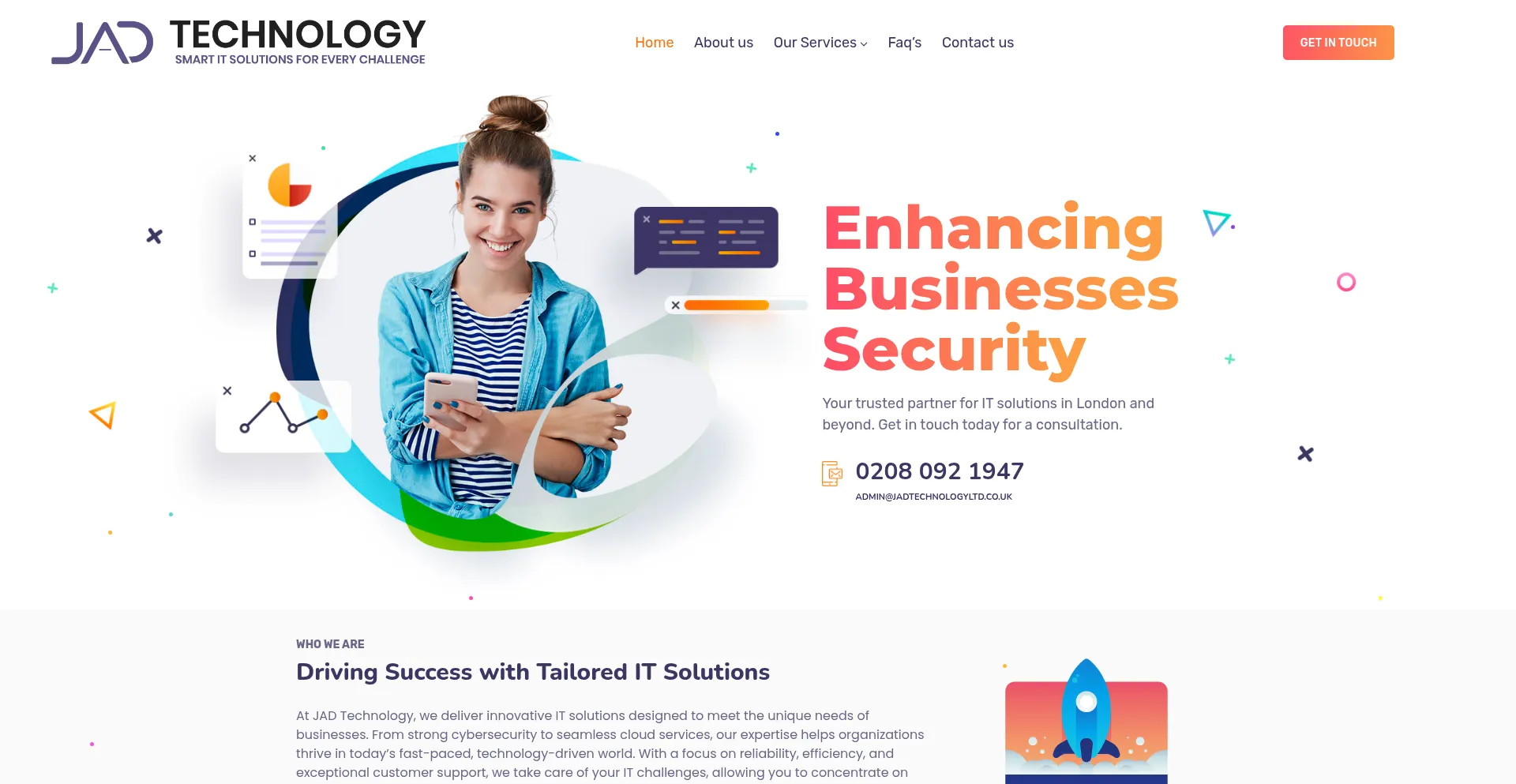Website screenshot of Jadtechnologyltd.co.uk