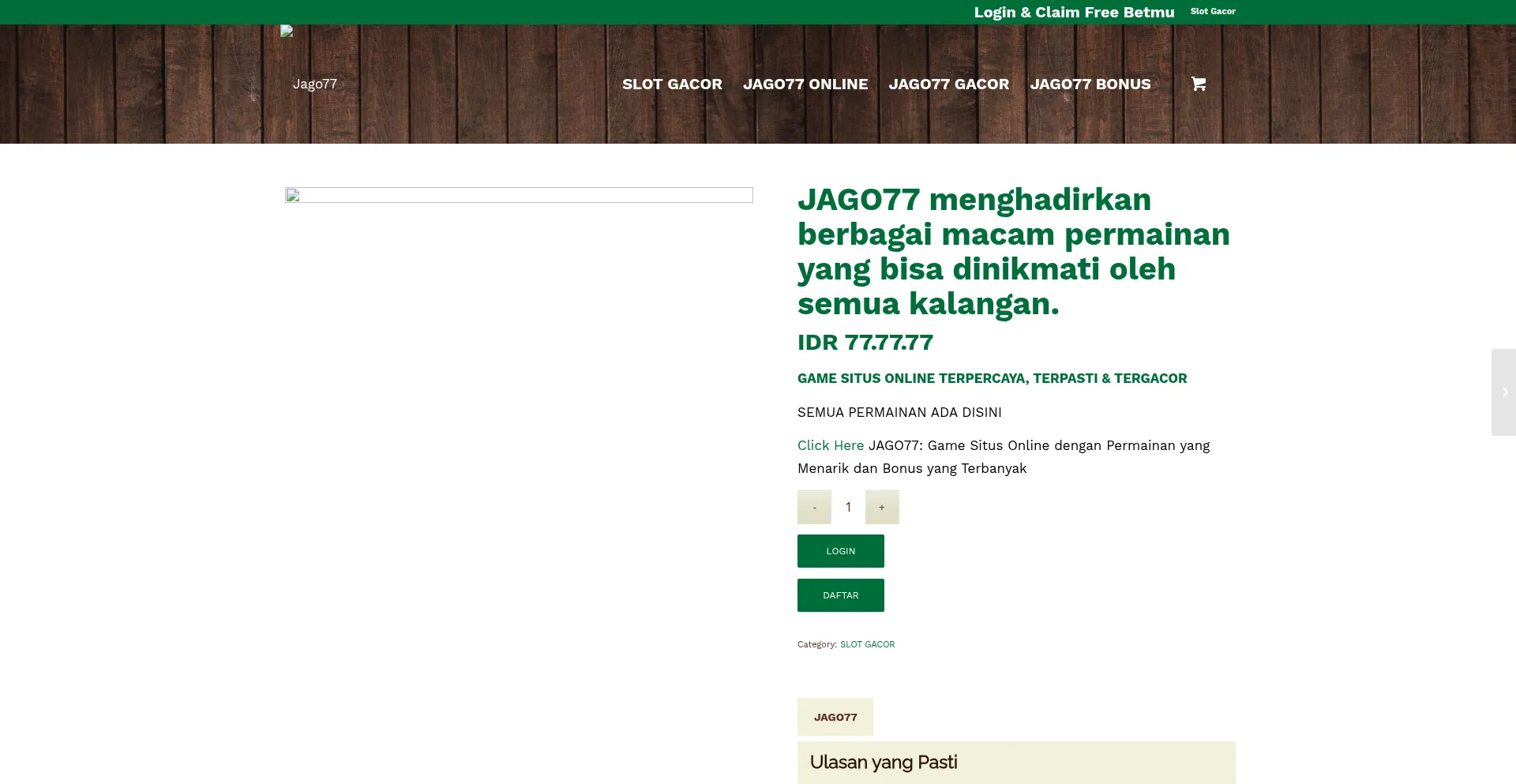 Website screenshot of Jago77.pw