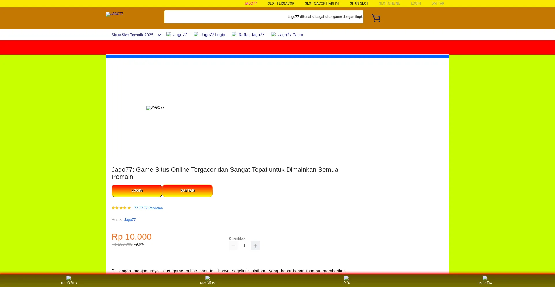 Website screenshot of Jago778.com