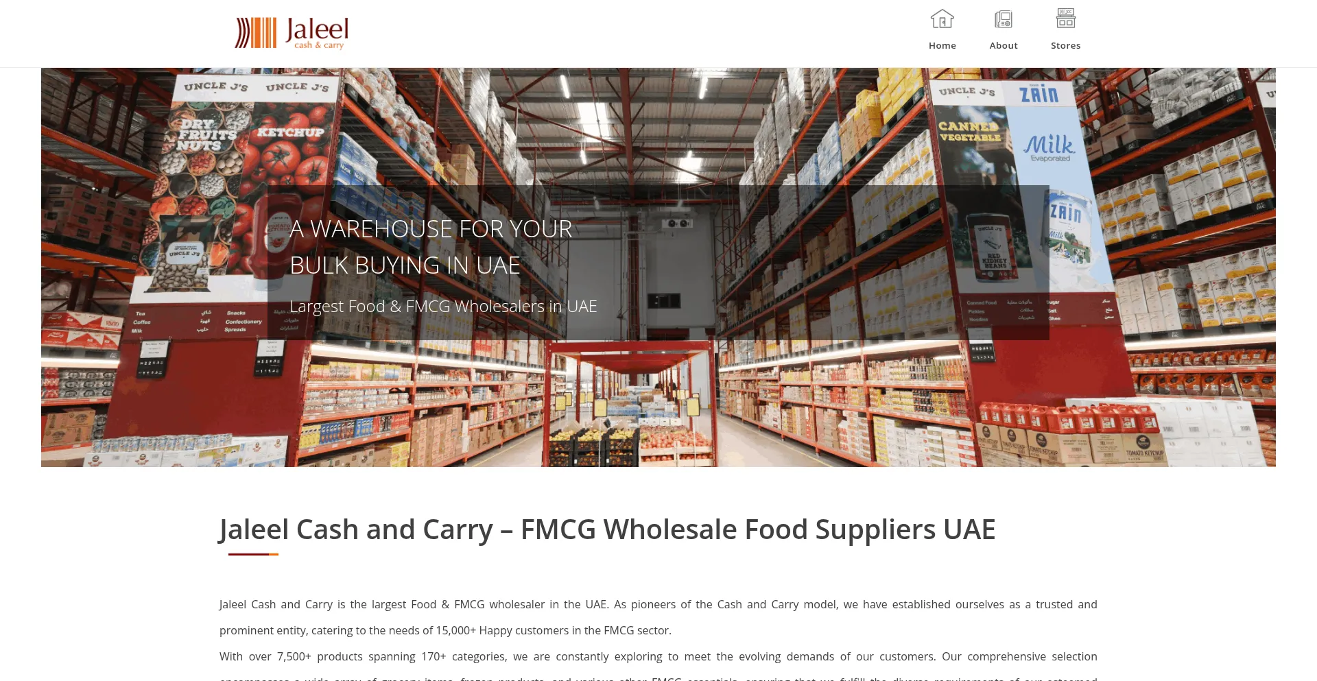 Website screenshot of Jaleelcashandcarry.com