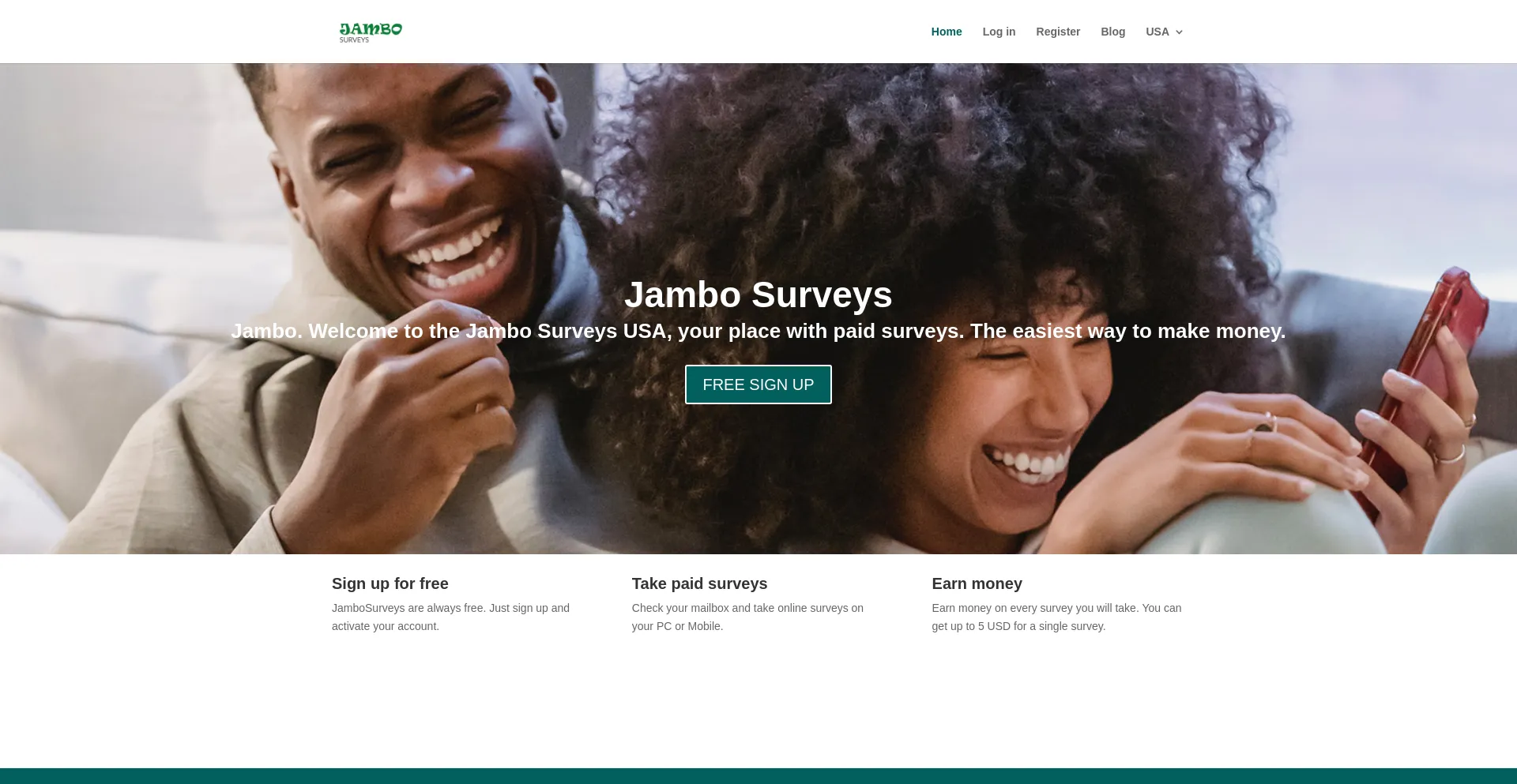 Website screenshot of Jambosurveys.com