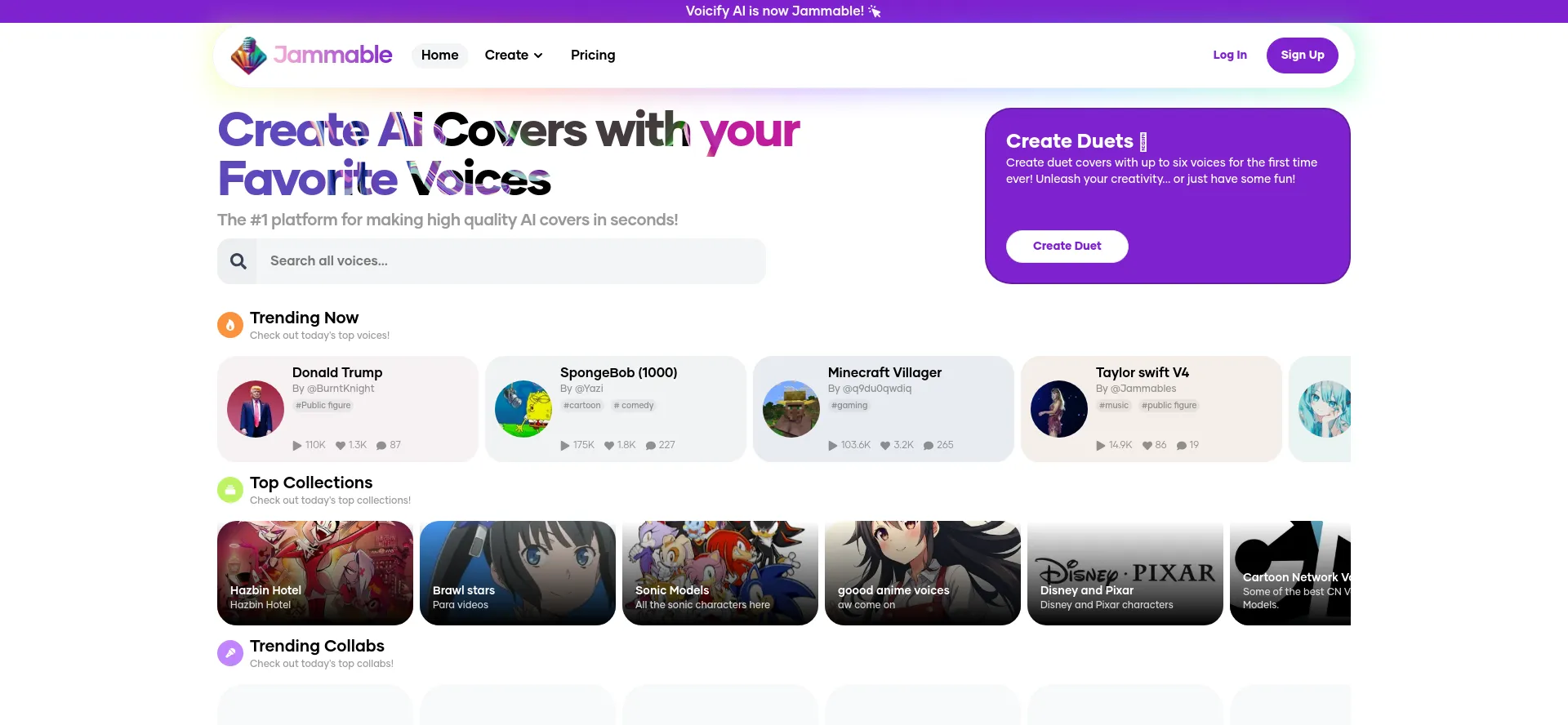 Website screenshot of Jammable.com