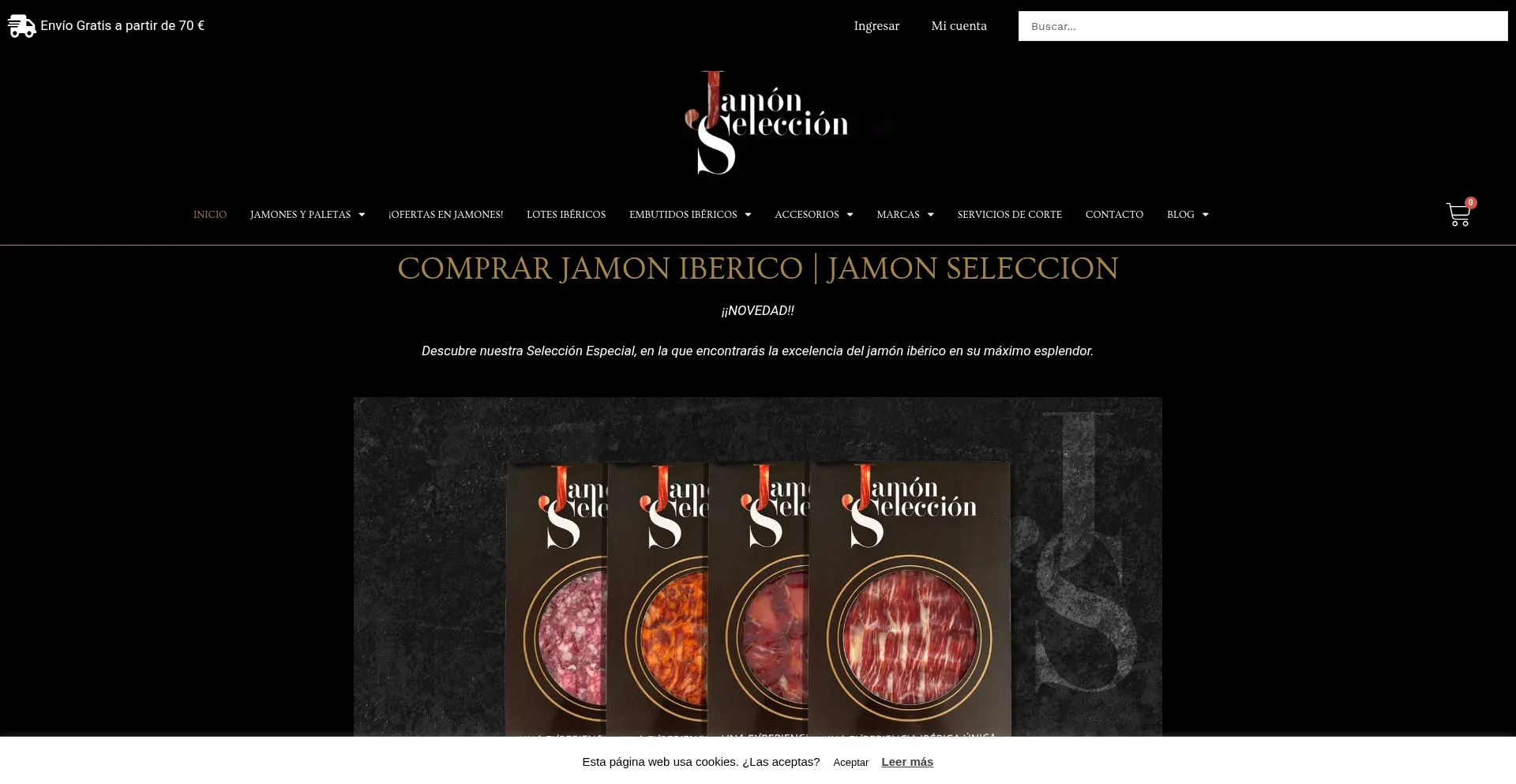 Website screenshot of Jamonseleccion.es