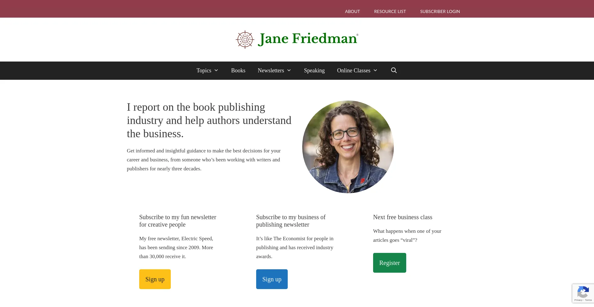 Website screenshot of Janefriedman.com