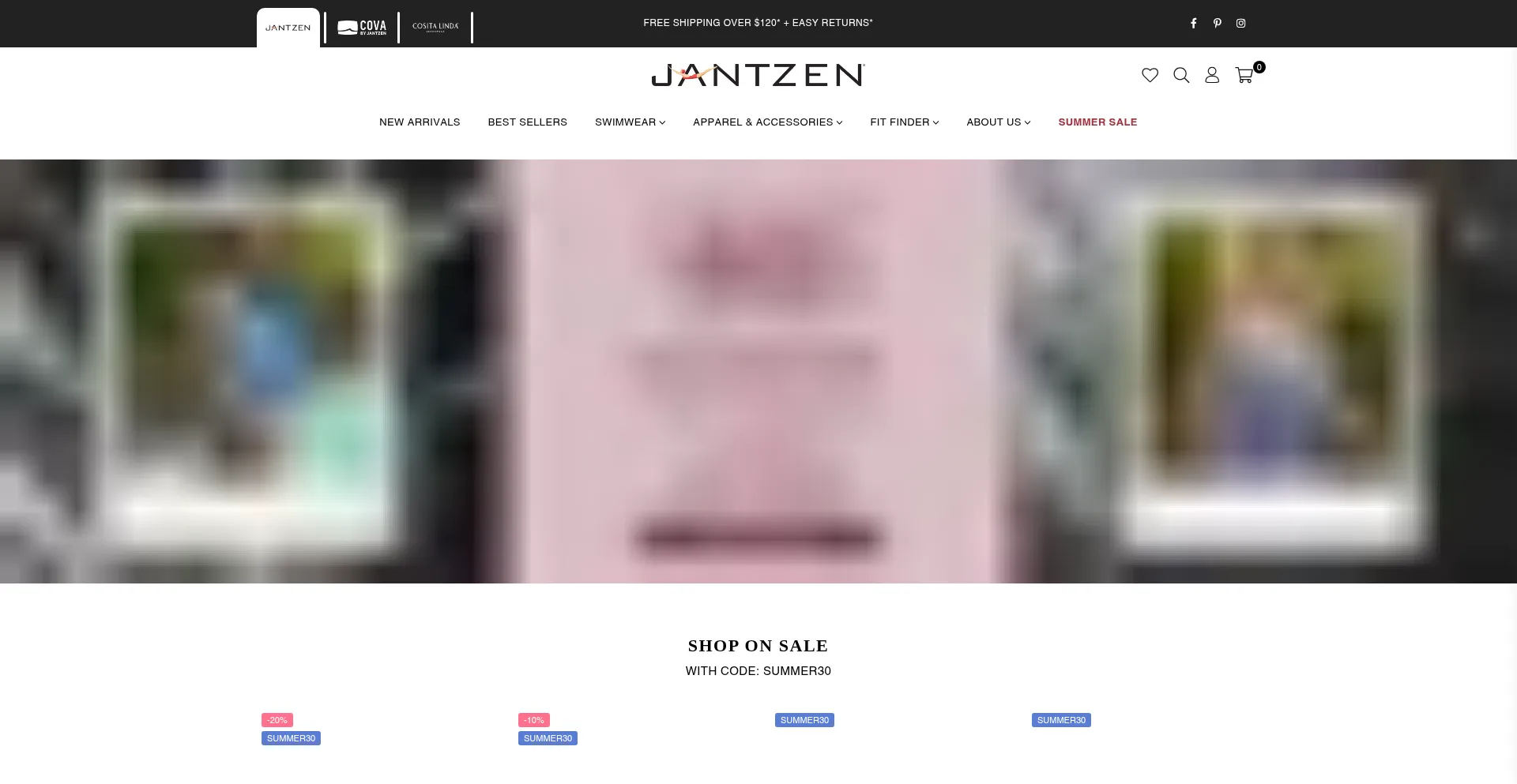 Website screenshot of Jantzen.com