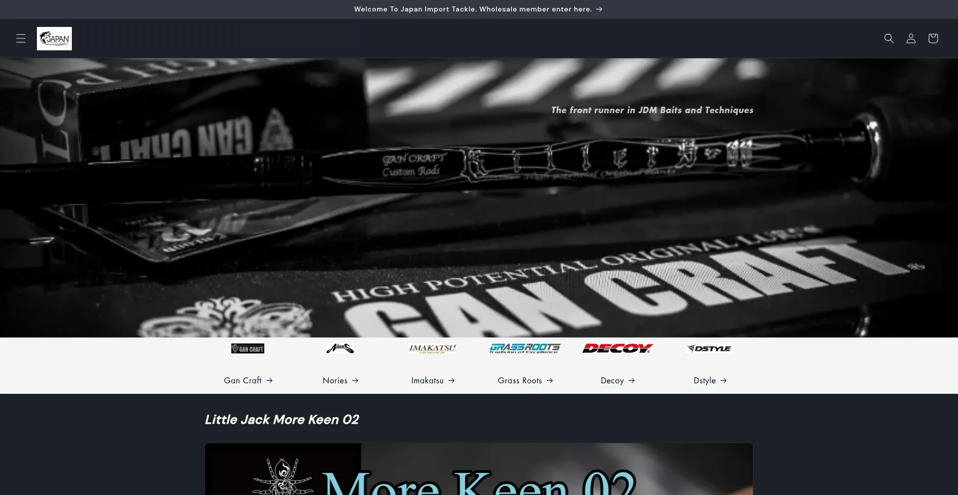 Website screenshot of Japanimporttackle.com