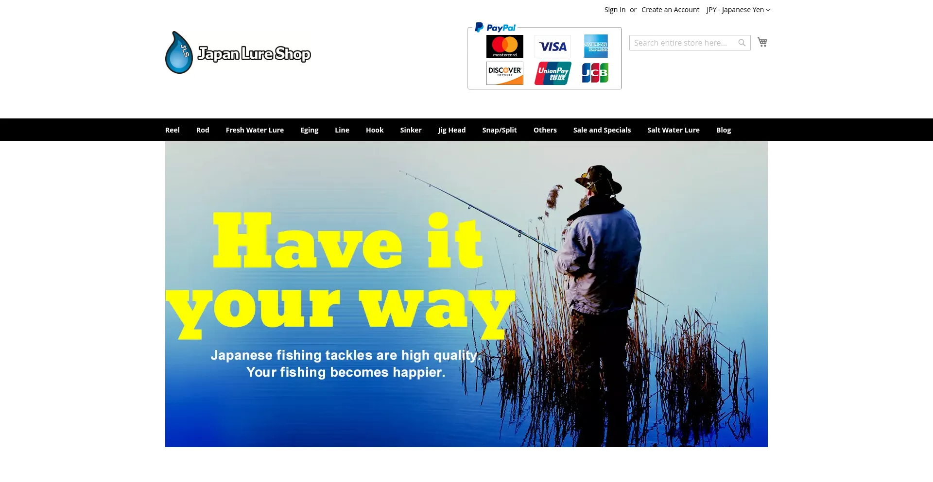 Website screenshot of Japanlureshop.com