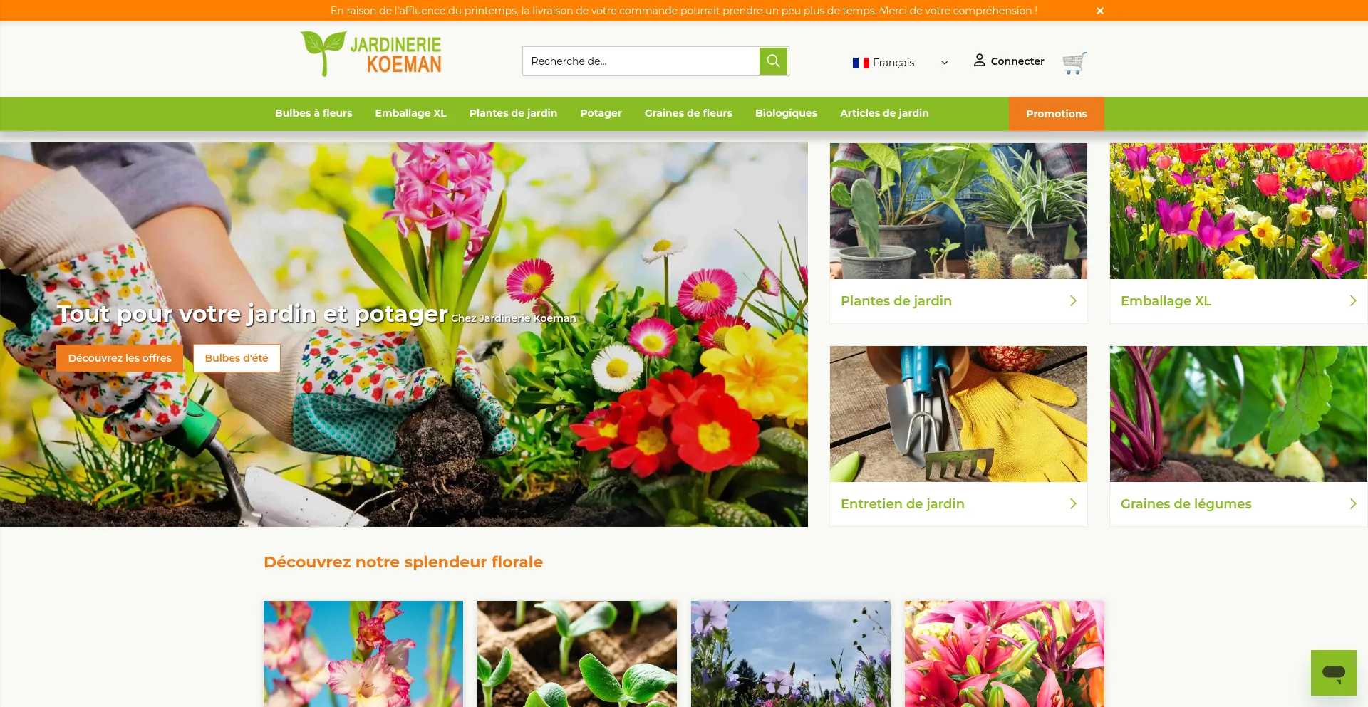 Website screenshot of Jardineriekoeman.fr