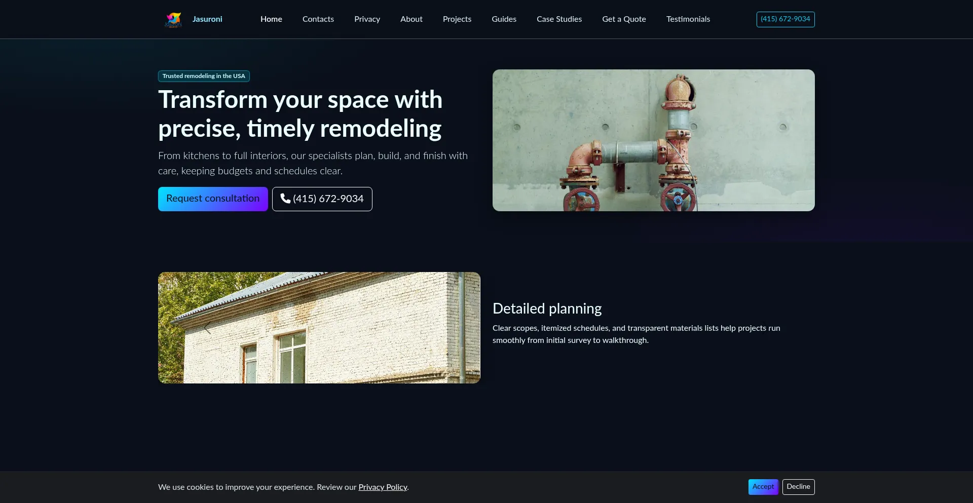 Website screenshot of Jasuroni.com