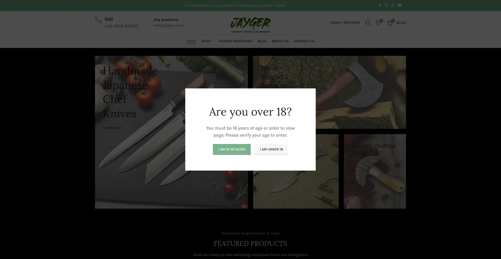 Website screenshot of Jayger.co.uk