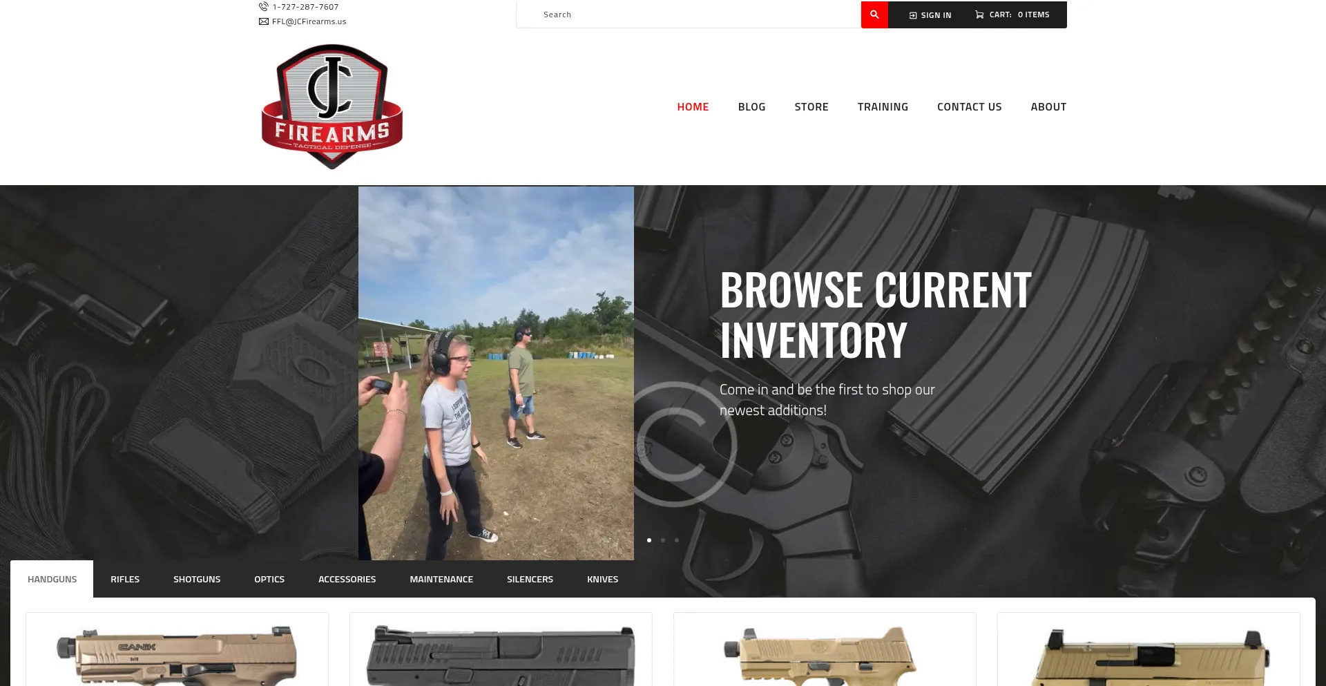 Website screenshot of Jcfirearms.us