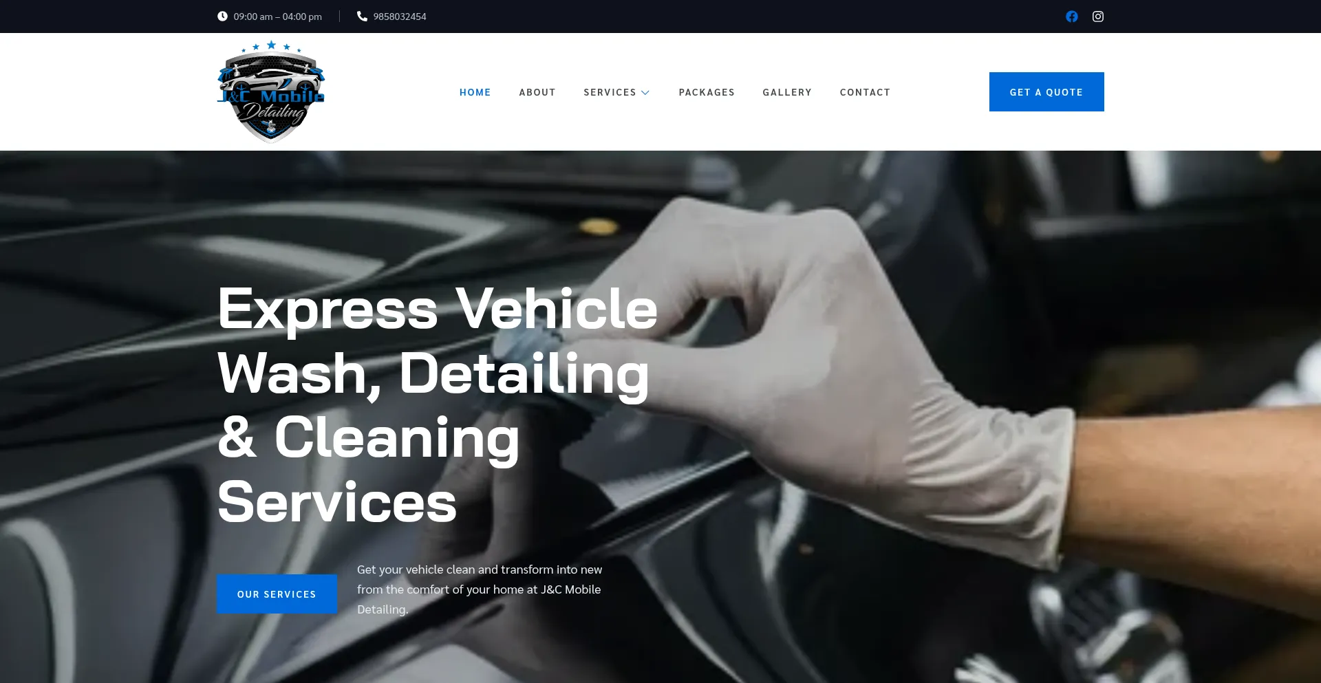 Website screenshot of Jcmobiledetailing.io