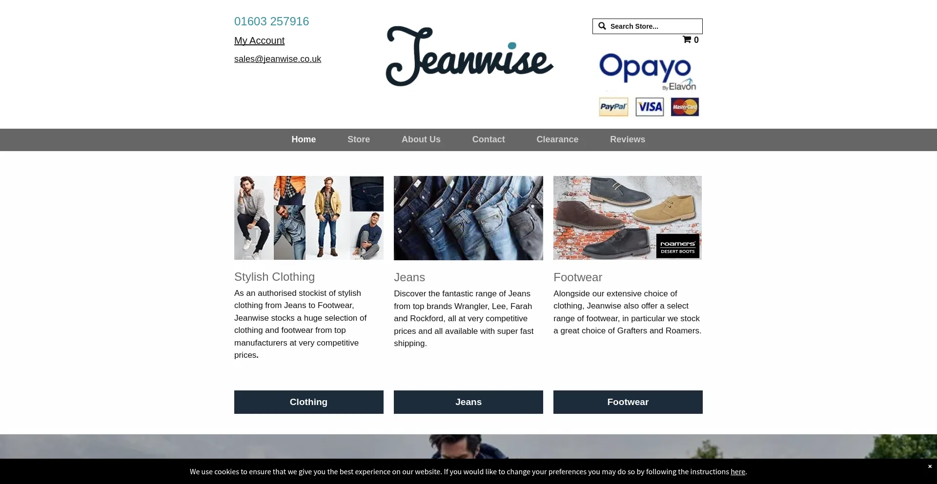 Website screenshot of Jeanwise.co.uk