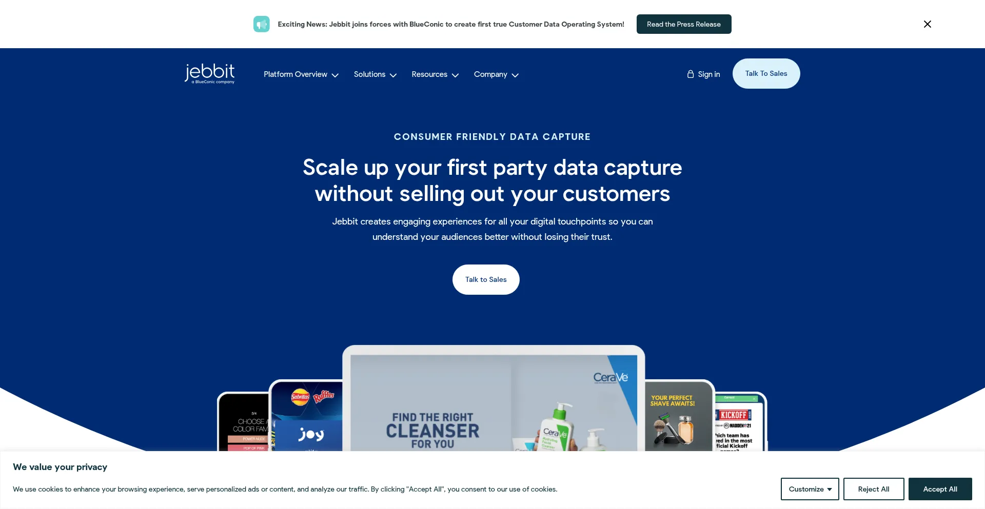 Website screenshot of Jebbit.com