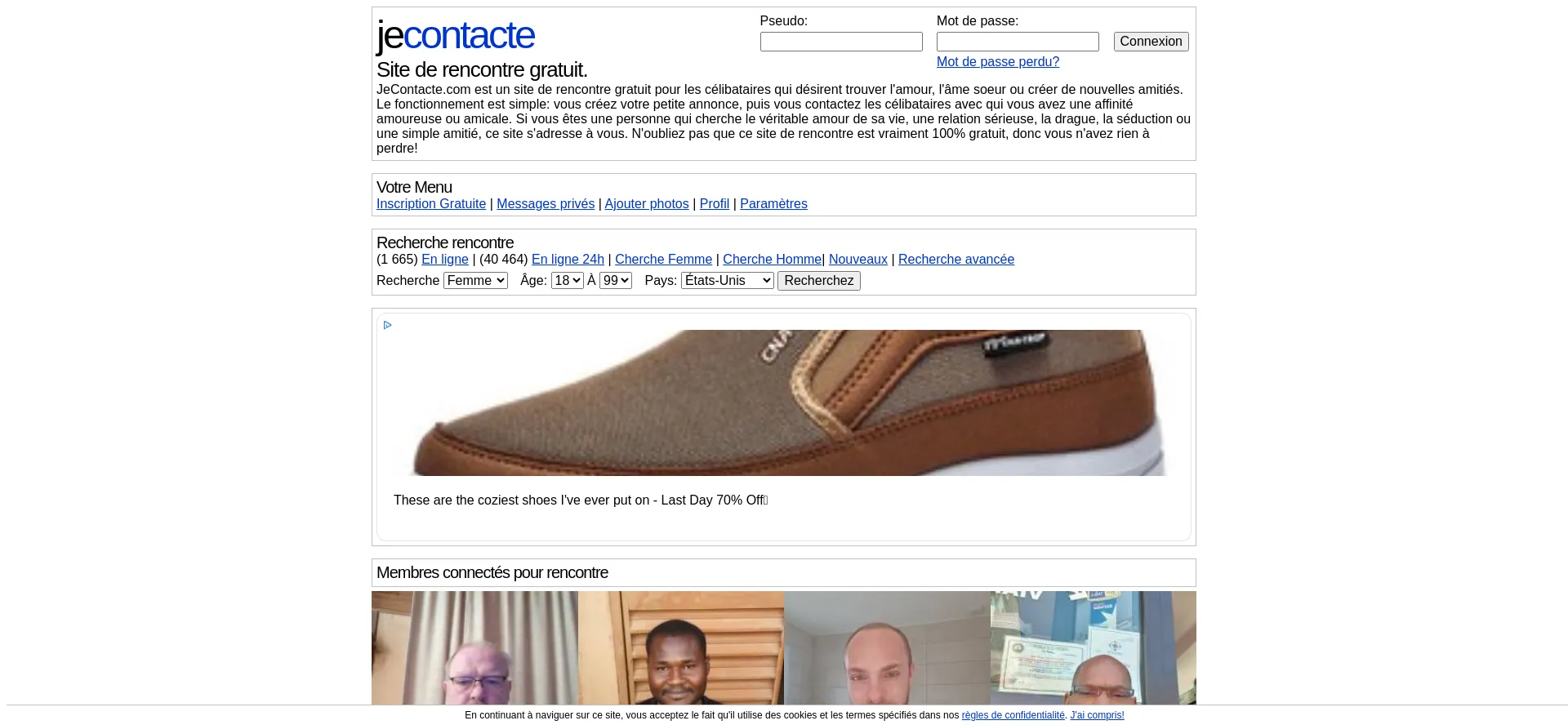 Website screenshot of Jecontacte.com