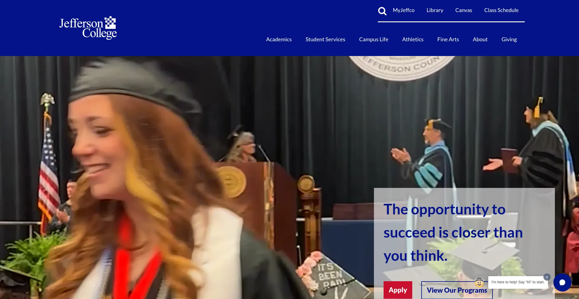 Website screenshot of Jeffco.edu