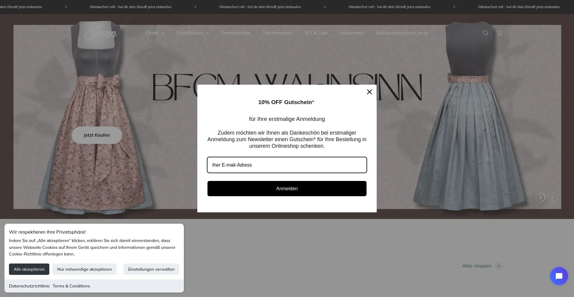 Website screenshot of Jeinn.com