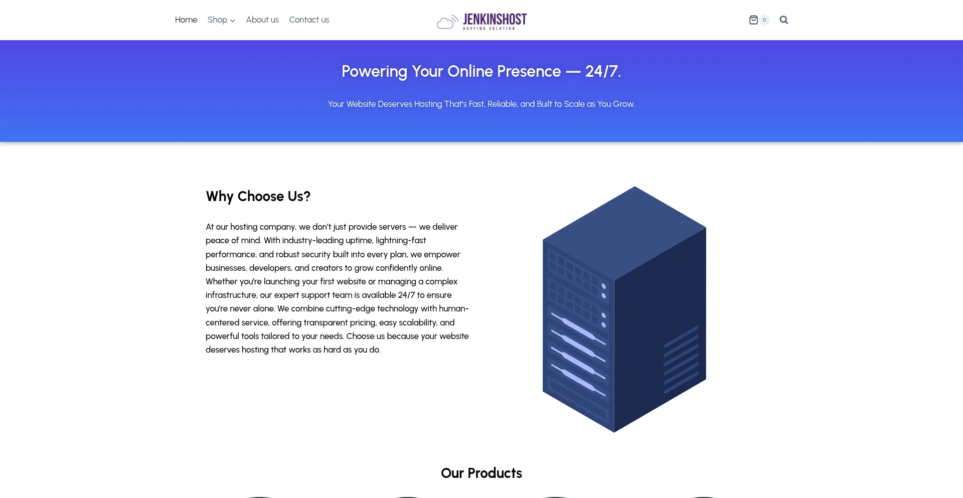 Website screenshot of Jenkinshost.ink