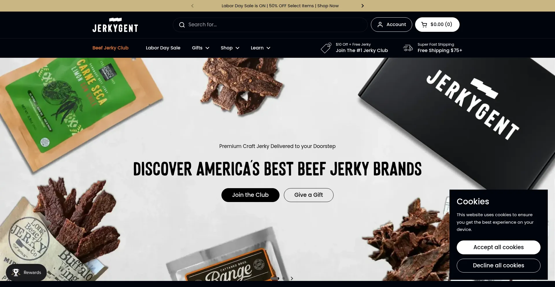 Website screenshot of Jerkygent.com