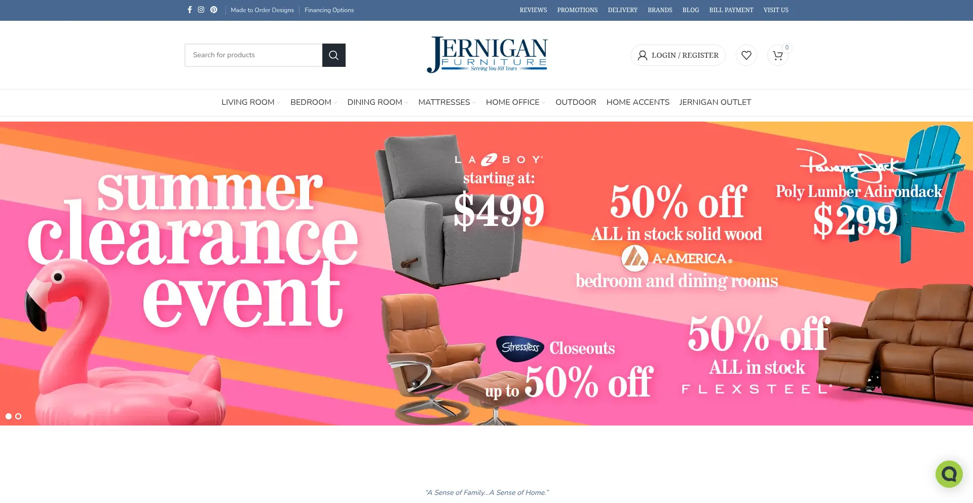 Website screenshot of Jerniganfurniture.com