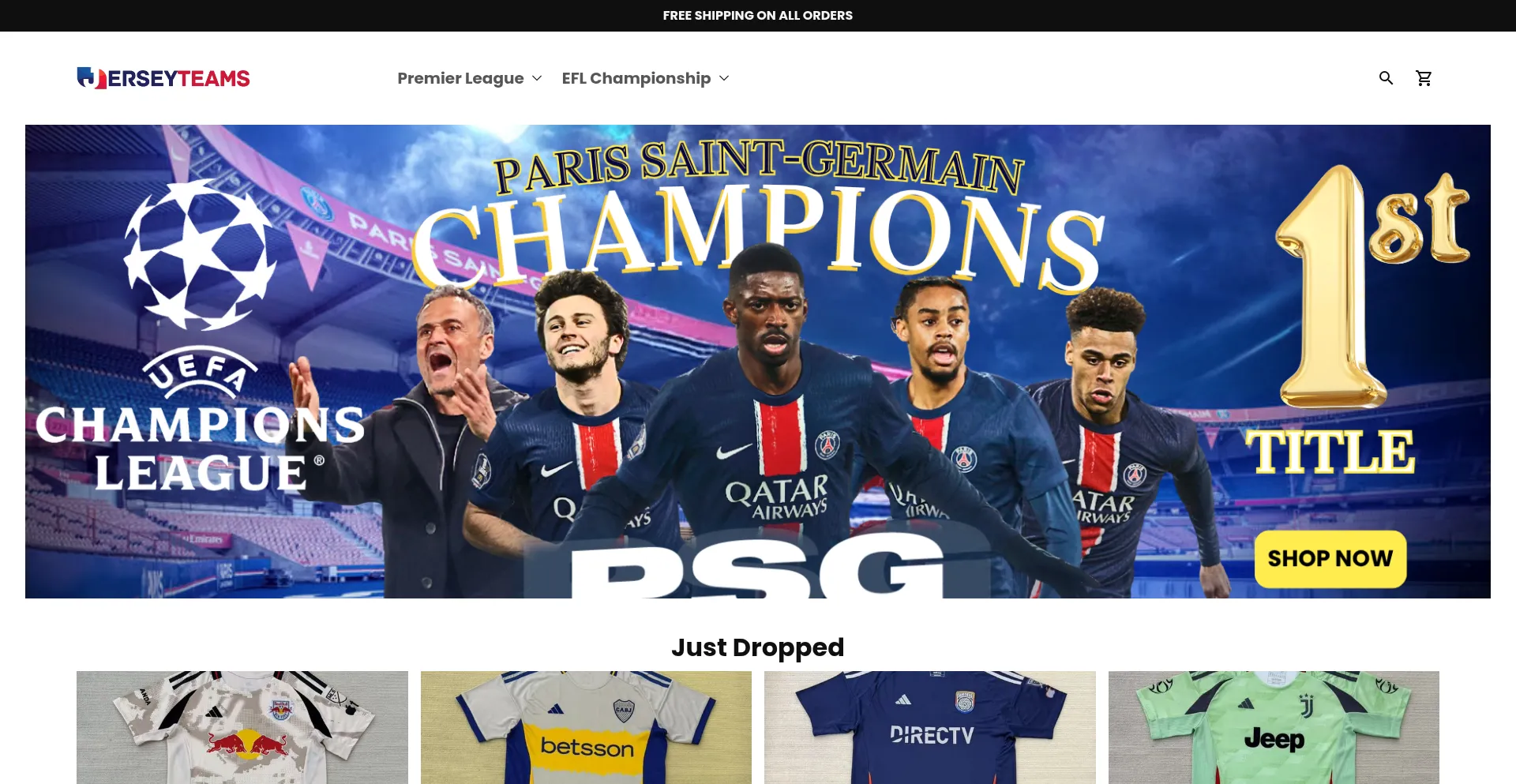 Website screenshot of Jerseyteams.uk