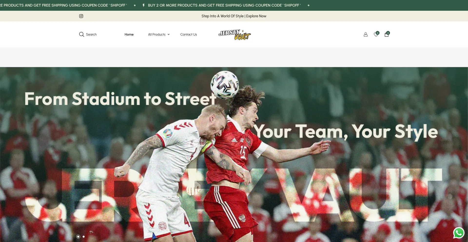 Website screenshot of Jerseyvault.in