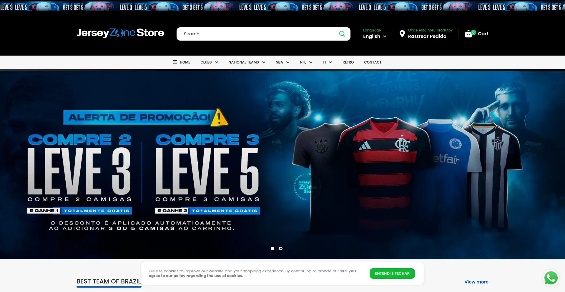 Website screenshot of Jerseyzonestore.com