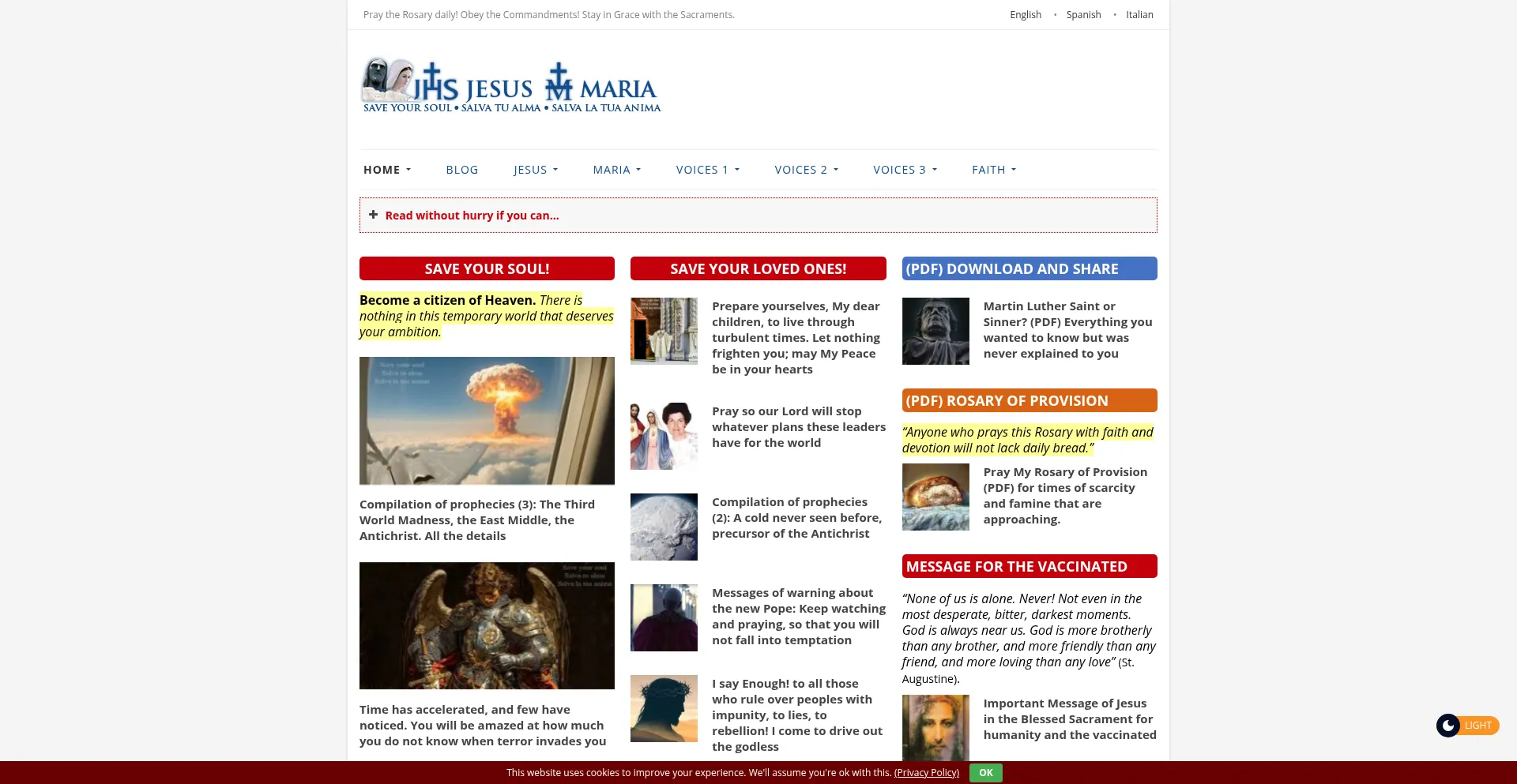 Jesusmariasite.org Screenshot