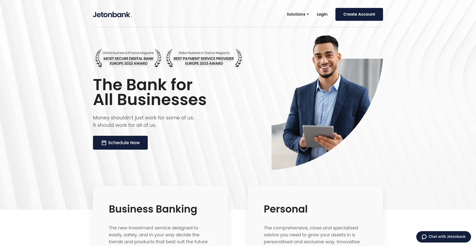 Website screenshot of Jetonbank.com