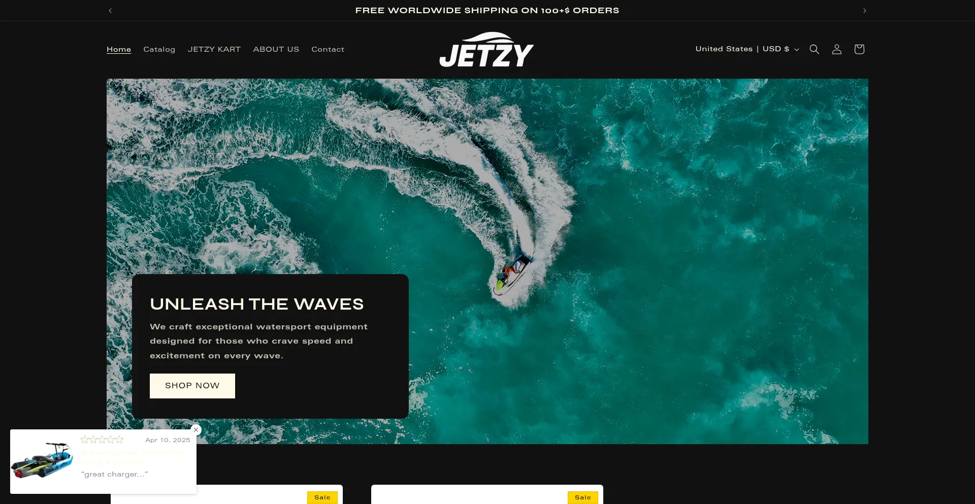 Website screenshot of Jetzysport.com